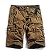 MorryOddy Men's Cotton Loose Fit Multi Pocket Cargo Shorts Coffee 38