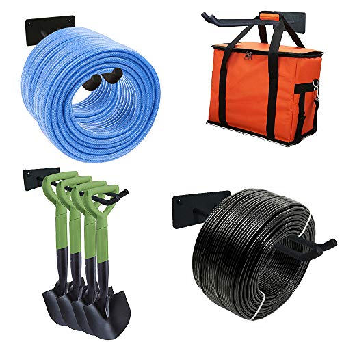 FRMSAET Wall Mounted Hanger Garage Tool Organizer Heavy Duty Rack Hardware Steel Utility Decorative Metal Multi-Tools Utility Storage Hooks,Includes Screws and Anchors(2, Black)