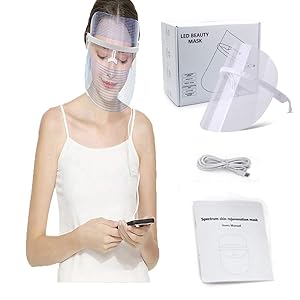 LED Face Mask - Blue & Red & Yellow Light Mask - Red Light Devices Led Facial Mask - Skin Care LED Light Therapy Facial Photon - Wireless Led Light Mask for Face