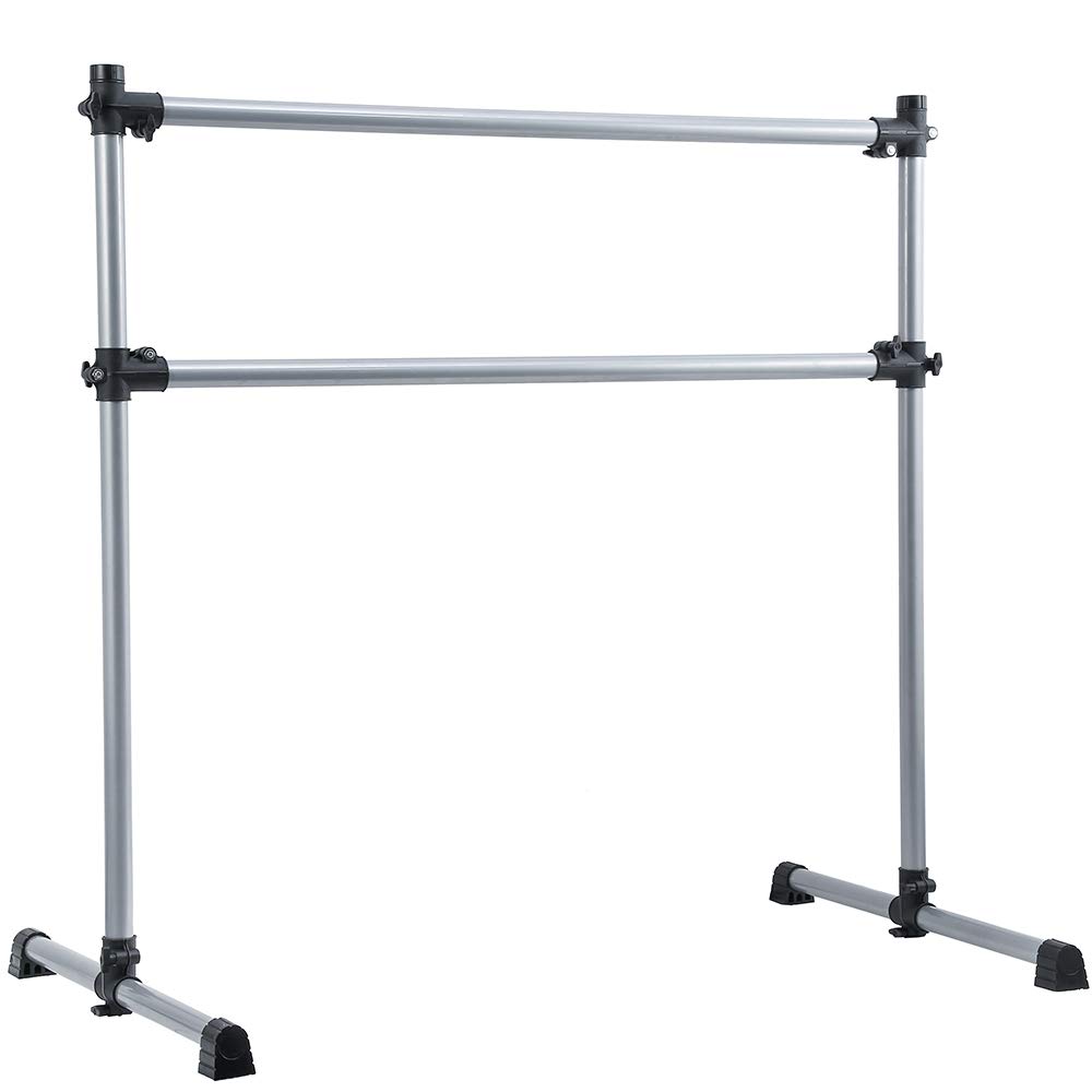 Umeken 4 Foot Portable Ballet Barre, Height Adjustable Double Ballet Bar, Freestanding Fitness Dancing Stretching Bar for Home Home or Studio Dancing with Carry Bag