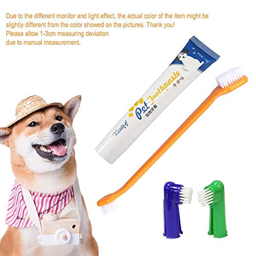 4Pcs/Set 1pcs Toothpaste + 2pcs Brush Head Pet Accessories Set Two-head Pet Accessories + 1pcs Dog Puppy Cat Flavour - Thumbnail 6