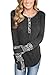 BLENCOT Women's Long Sleeve Floral Printed Casual Flare Henley Shirts Tunics Tops