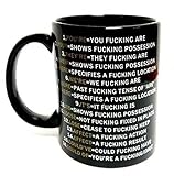 Ceramic Coffee Mug Grammar Expletive and Rude Mugs Middle Finger Cute Mugs - Funny Saying Flip Off Porcelain Coffee Cup with Black, 11 Oz by Busen