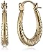 14k Yellow Gold Patterned Creole Hoop Earrings
