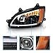 AmeriLite Projector Replacement Headlights LED Bar Turn Signal Set for Kenworth T660 (Pair) (G1 Black)
