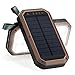 Solar Charger, 8000mAh 3-Port USB and 21LED Light Solar Power Bank Portable Battery Cellphone Charger, Solar Panel for Emergency Outdoor Camping Hiking for IOS and Android cellphones (Coffee+Black)