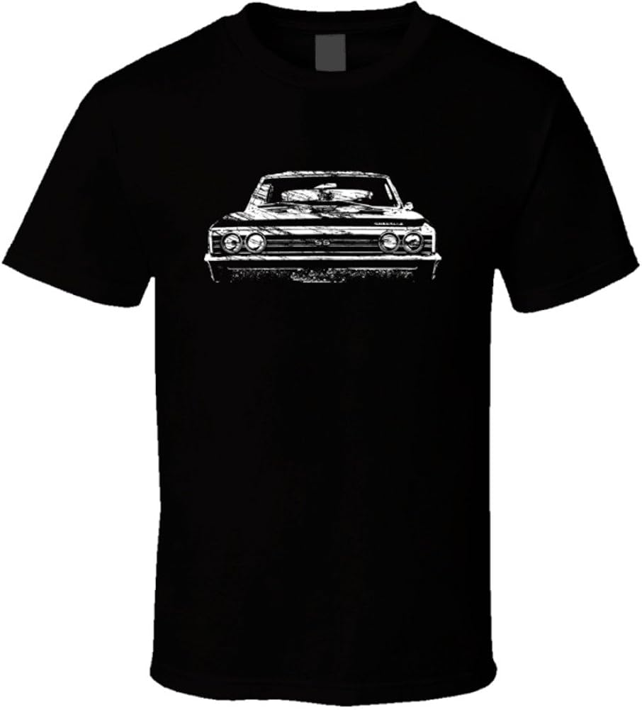 CarGeekTees.com 1967 Chevelle SS Grill View Distressed Black T Shirt