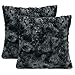 LANGRIA Set of 2 Decorative Faux Fur Cushion Covers 18x18, Soft Plush Shaggy Throw Pillow Case with Short Faux Fur and Hidden Zip Closure for Bed Sofa Couch - Filling Not Included (2-Pack, Black)