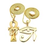 Eye of Horus and Horus Eye Ankh Pendant Set with 24