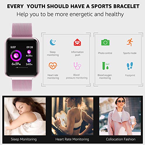 EarnCore Pulsera Inteligente a Prueba de Agua con Bluetooth - Rastreador de Ejercicios para Hombres y Mujeres para Android iOS...