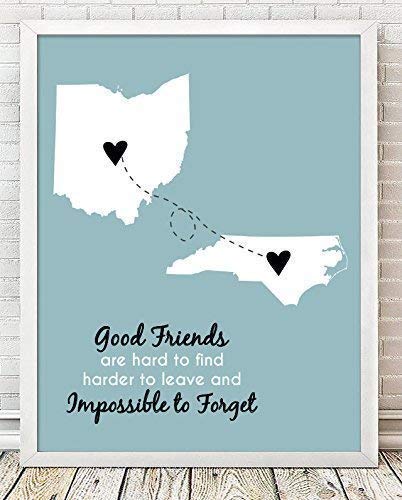 Going Away Paper Art Print | Long Distance Map Gift | Unique Friend Gift | Personalized Going Away | Best Friend Gift | Best Friend Long Distance Map | Graduation Gift for Friend | BFF Gift - Thumbnail 3