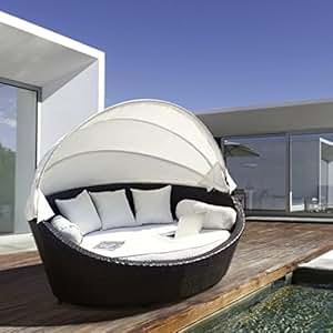 Luxurygarden Lujo Jardín Muebles de ratán Mimbre al Aire Libre Cama