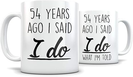 Amazon Com 54th Anniversary Gift For Couple Funny 54 Year Wedding Anniversary For Men And Women Him And Hers Marriage Coffee Mug Set I Love You For Parents Or Friends Kitchen