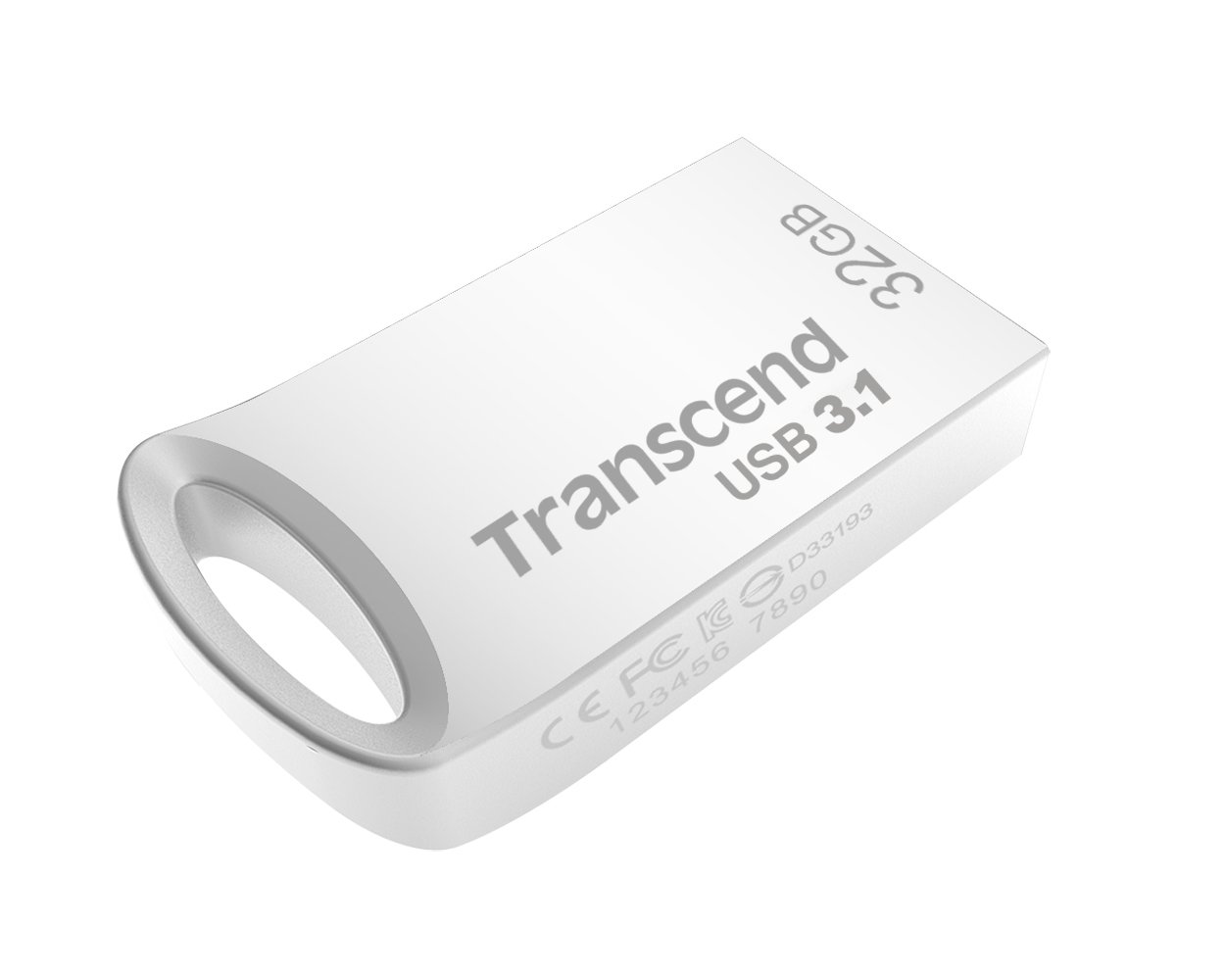 Transcend 32GB JetFlash, kleiner und kompakter USB-Stick 3.1 Gen 1 (für Schlüsselbund), mit Frustration-Free-Verpackung, Silber - TS32GJF710SPE