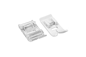 FIKLOTA 2-Piece Roller Foot and Non-Stick Zigzag Teflon Presser Foot Set for Low Shank Snap-On Singer, Brother, Janome, Juki, Babylock, Elna, Kenmore, White, Necchi, and More Sewing Machines