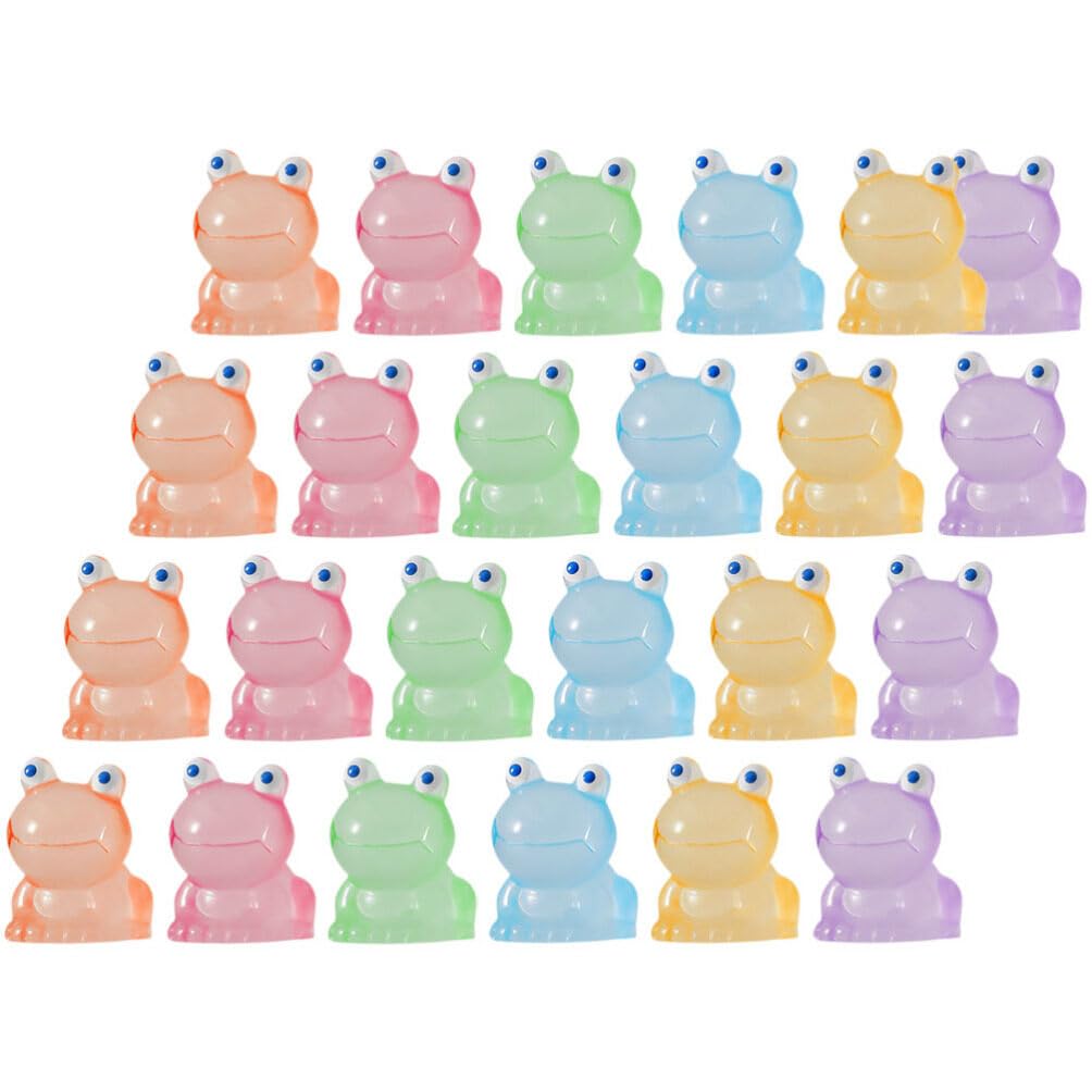 jojofuny 50pcs Mini Glow Frog Figurine, Mini Frogs Tiny Resin, Cute Frog Glow in The Dark, Miniature Figurines Frogs DIY Ornament Accessories for Garden Dollhouse Decoration (Random Color)