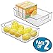 mDesign Plastic Kitchen or Pantry Storage Bins with Handles - Organization in Cabinet, Fridge or Freezer - Fruit Container for Refrigerator or Food Organizer for Pasta, Ligne Collection, 2 Pack, Clear
