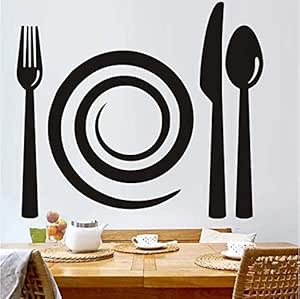 Wuyyii Tenedor Cuchillo Cuchara Calcomanías De Pared Extraíble Pvc Wall