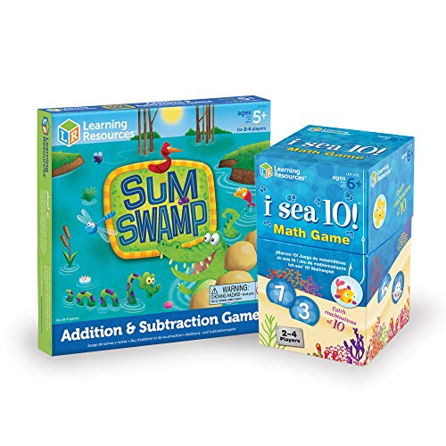 Learning Resources Math Adventure Pack, Sum Swamp & I Sea 10 Games, Stem Math Skills, Ages 5+