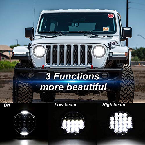 LED Headlight for Jeep Wrangler JK JKU TJ LJ CJ7" 105W Round Headlamp