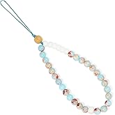 Handmade Natural Gemstone Beaded Charm Cell Phone Camera Lanyard, Stanley Cup Accessories, Wrist Strap, Phone Chain String, Keychain Decor for Wallet (Shoushan Stone B)