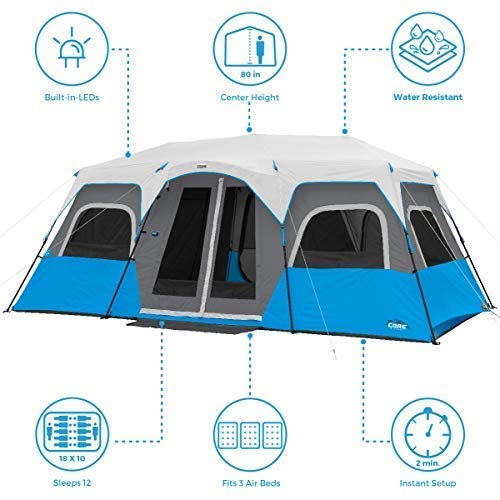 CORE Instant Cabin Tents with LED Lights Person Person