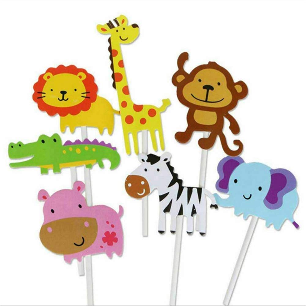 Hatime 7 Pack Cute Zoo Cupcake Picks Jungle Animals Toppers For Kids Baby Shower Birthday Party Cake Decoration Supplies Cuisine Maison Decorations De Gateau