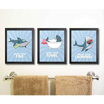 Amazon Com Silly Goose Gifts Fun Shark Themed Children Bathroom