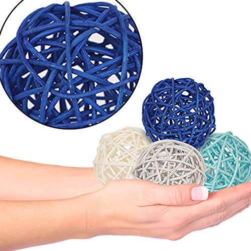 DomeStar Rattan Balls, 16PCS 2.8 Inches Wicker Balls Decorative Balls Natural Decorative Wicker Rattan Balls Orbs Vase Fillers