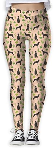 Doberman Desert Pinscher Dog Southwest Cactus Women Printed Full-Length Yoga Workout Leggings For Running Outdoor Sports
