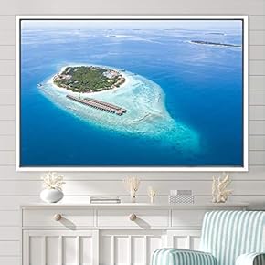 signwin Framed Canvas Wall Art Coastal Scenery Aerial...