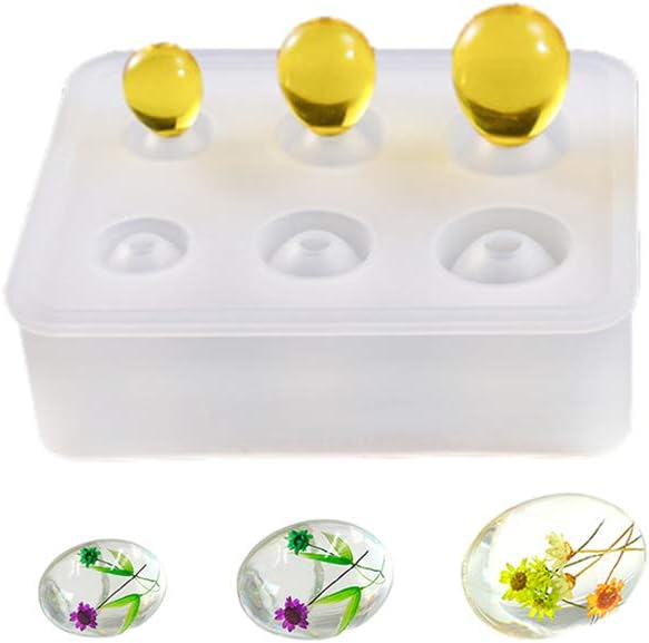 Silicone Epoxy Mold, DyAi 2 Pack Resin Epoxy Eggs Molds, Orbs Pendant Casting Molds for UV Resin Crafts, DIY Jewelry Making (16mm/ 20mm/ 25mm)