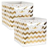 DII Fabric Storage Bins for Nursery, Offices, & Home Organization, Containers Are Made To Fit Standard Cube Organizers (11x11x11") Chevron Gold - Set of 2