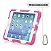 iPad Mini Case, ACEGUARDER Full Body Protective Rubber Hard Standing Cover (Impact Resistant) (Shockproof) (Kidsproof) with Screen Protector for Apple iPad Mini 1 2 3 (Pink White)
