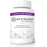 4GreatSleep Natural Sleep Aid with Melatonin, GABA, Ashwagandha & L-Tryptophan – Fall Asleep Faster, Stay Asleep Longer – Non-Habit Forming Sleep Support for Adults – 60 Capsules