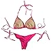 Women Two Piece Bikini Swimsuit Sexy Halter String Swimwear Padded Triangle Bikini Sets Lake Blue Medium