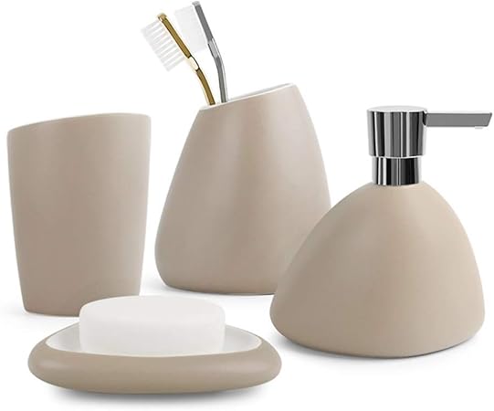 Guook Badzubehor Sets Einfache Kreative Keramik Bad Vierteilige Badezimmer Liefert Hauptdekoration 3 Farben Erhaltlich Farbe Beige Amazon De Kuche Haushalt