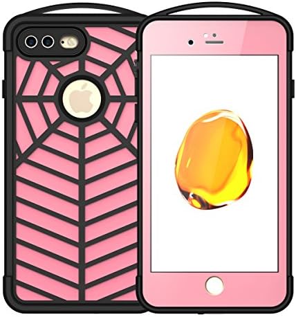 Waterproof Case for iPhone 7 Plus, Vcloo IP68 Underwater Spider Case for iPhone 7 Plus,Dust Proof,Snow Proof,Shock Proof,Heavy Duty Protective Case Cover with Carabiner Hook for 7 Plus, 5.5" (Pink)