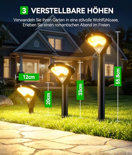 TuyLuxe Solar Lights for Outdoor Garden with Motion Sensor 6 Pack, 550LM Modern 3 Modes Solar Lights for Outdoor Use with Bright 26 LEDs Warm White IP65 Waterproof Solar Lights Garden for Lawn Patio