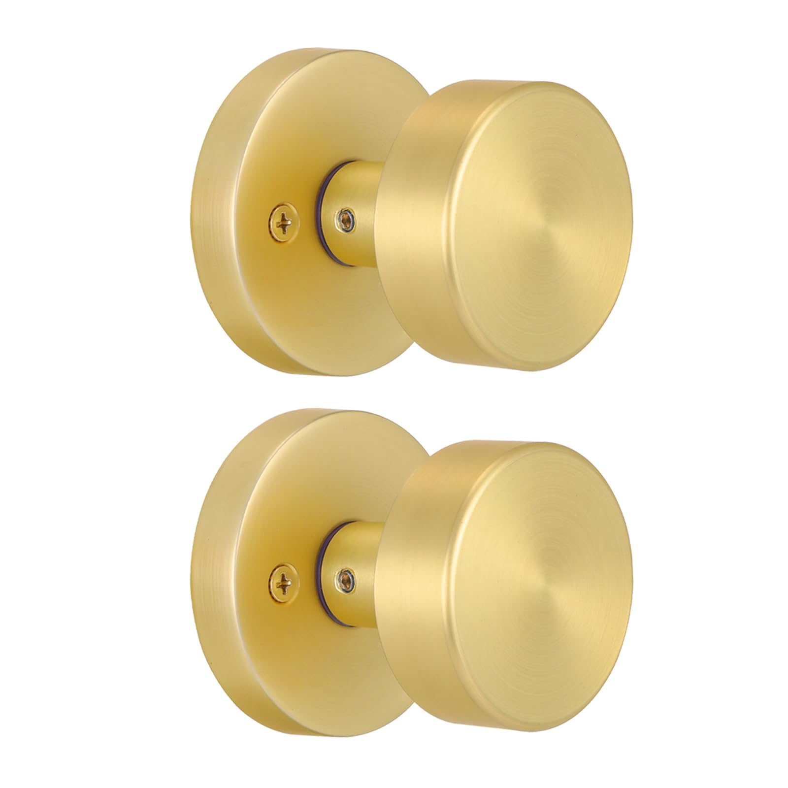 Photo 1 of naubea 2 Pack Gold Dummy Door Knob Satin Brass Dummy Door Knobs Interior, Round Modern Door Knob Brushed Gold Dummy Door Handle Interior for Hall Pantry Closet Door Knobs