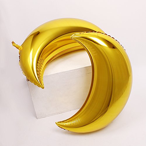 ZOOYOO 36" Moon Foil Mylar Balloon - 10pcs Balloons For Birthday Party & Wedding Decoration (Gold) - Thumbnail 2