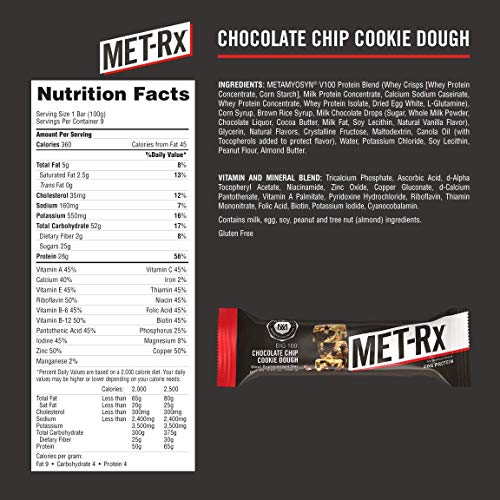 "MET-Rx Big 100 Protein Bars, Chocolate Chip Cookie Dough" - Image 3