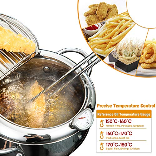 Tempura Deep Fryer Pot with Oil Filter Can 304 Stainless Steel with