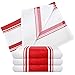 Kitchen Dish Towels - Set of 4 Cotton Tea Towels 20 x 28 inch - Best Dish Cloths for Hand Towels or Embroidery in Vibrant Colors - Red