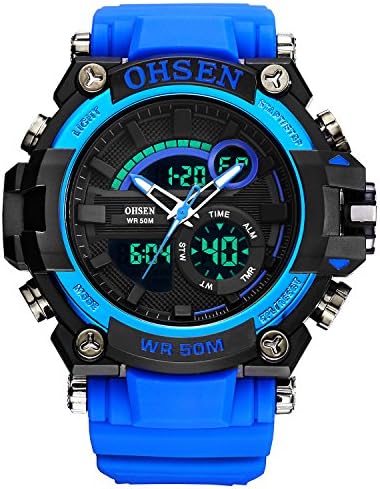 2018 Updated LED Big Face Waterproof Sports Watch, Analog Digital Luminous Stopwatch Military Watch