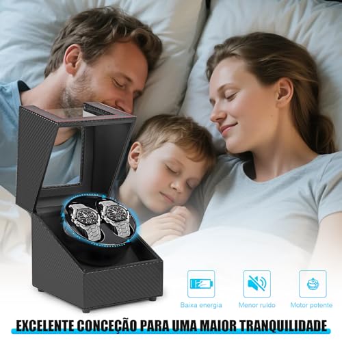 Caixa de Relógio Giratória em Couro, Suporte Giratório de Relógio Duplo, Caixa de Relógio de Fibra de Carbono, Caixa Giratória de Relógio Mecânico