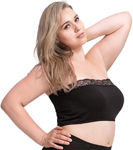 CaiMai Women's Lace Stretchy Strapless Bandeau Tube Top Bra Pack of 1