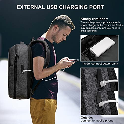 Marengo Travel Laptop Backpack with USB Charging Port, Waterproof Anti-Theft Flight Approved Business Daypack for Men Women Fit 15.6 inch Laptop, Black
