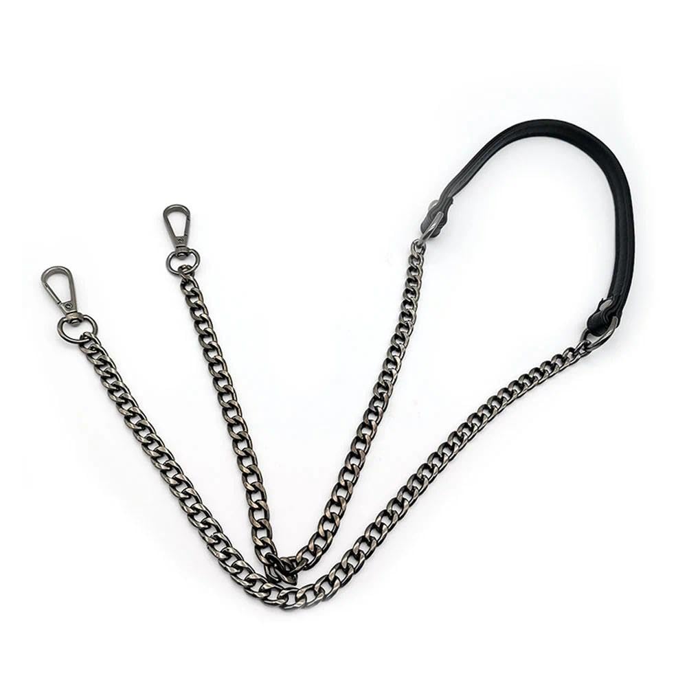 WJUAN PU Leather Chain Strap, Bag Chain Length 120cm, Applies to Women's Handbags, Shoulder Bags, Purses (Black)
