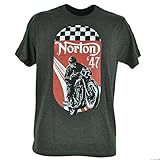 Norton '47 Motorcycle Company Checkered Graphic Tshirt Tee Gray Adult Small S